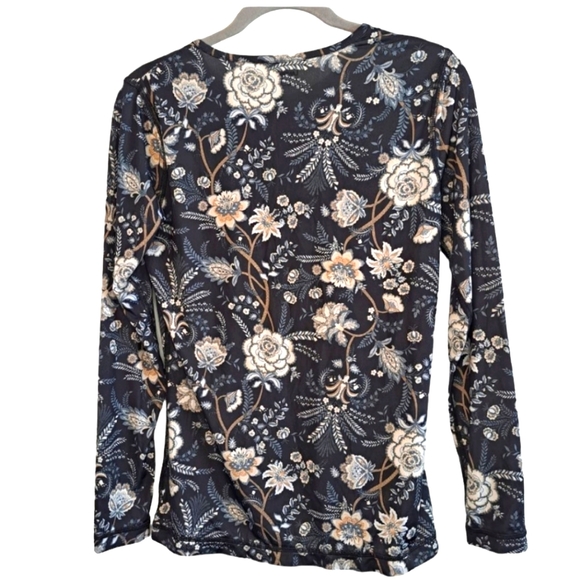 Lands' End Long Sleeve Floral Print Crew Neck Tee Size Small - Picture 2 of 5
